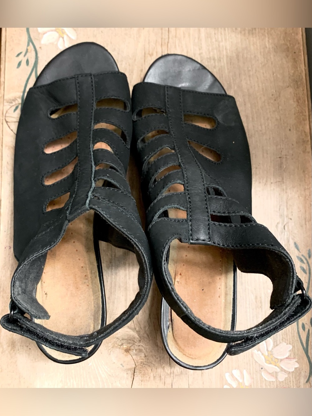 Clarks Black Cutout Slingback Sandals